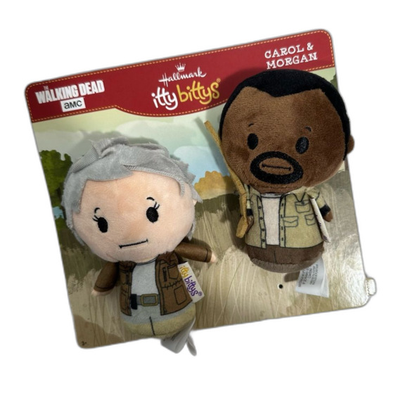 Hallmark Itty Bittys Walking Dead Carol & Morgan Plush Set NWT One Size Zombie - Picture 1 of 12